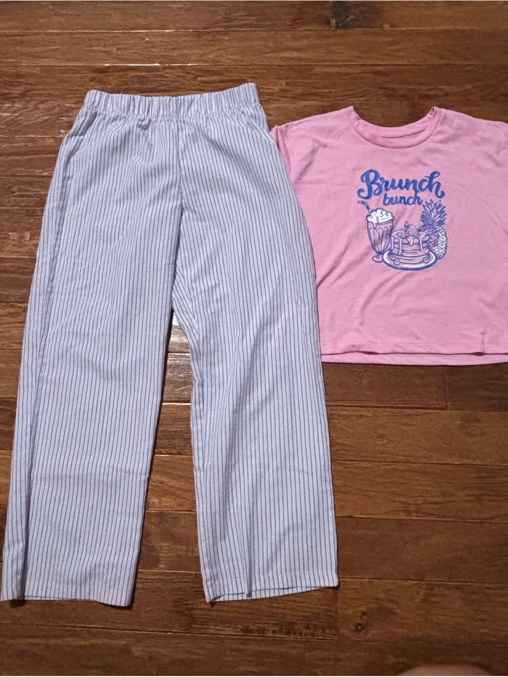 Wonder Nation Girls Large 10 12 Pajamas PJ’s Brunch Bunch Pink Stripe Pants Set